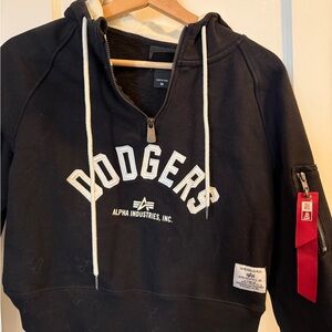 Alpha Industries x Dodgers Black Jacket with Red Tag